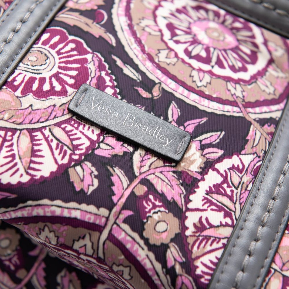 Vera Bradley Midtown Tote Travel Bag Large Office Lei Flowers Grey Purple - Picture 3 of 7
